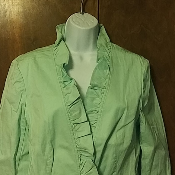 NWT TALBOTS Turquoise Ruffle Cotton Jacket - 14 - Picture 6 of 8